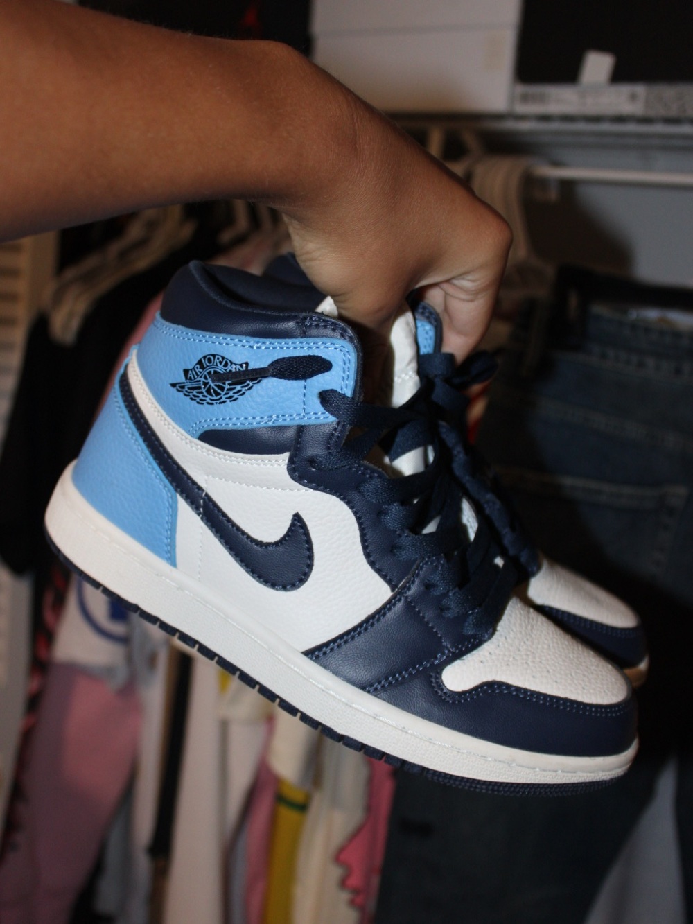 Nike Air Jordan 1 Mid — Navy, White & Light Blue